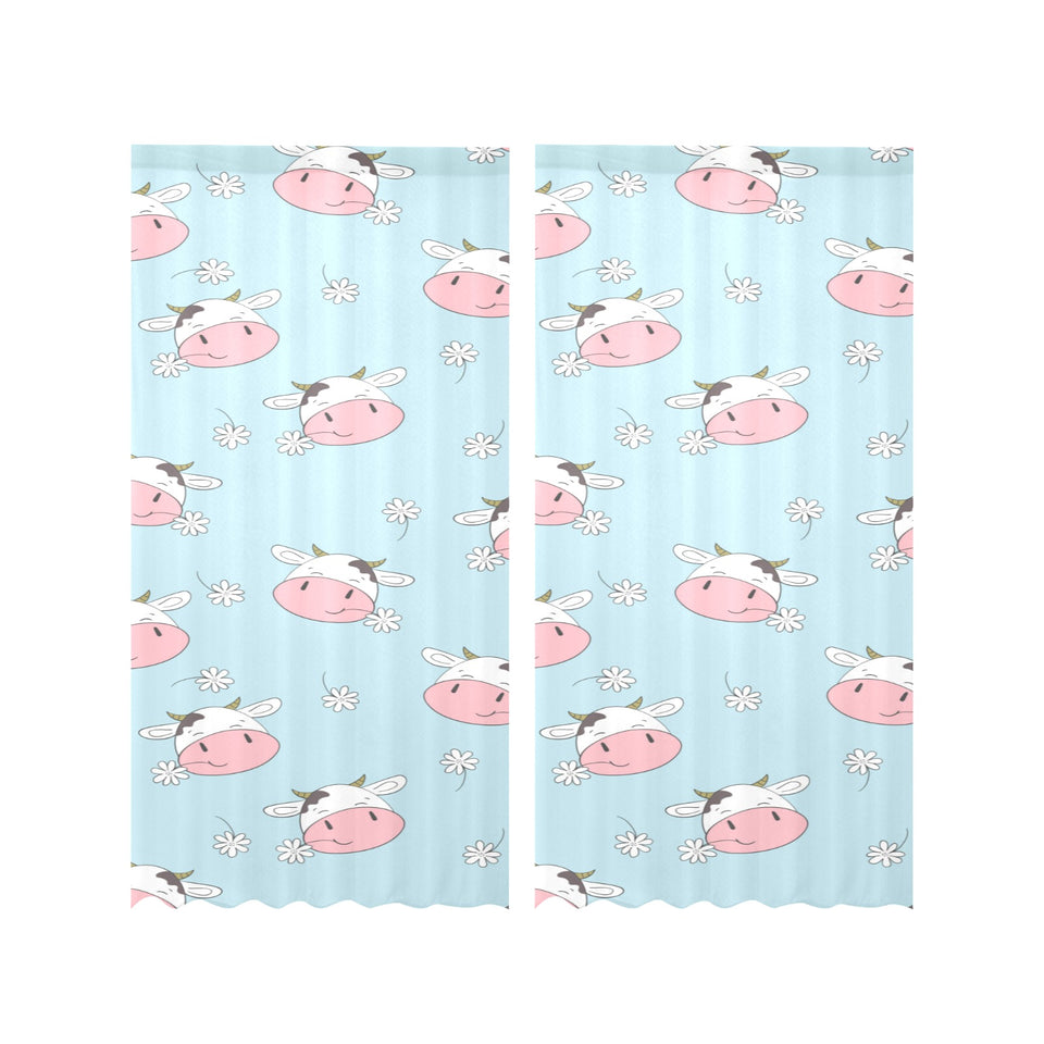 Cute cow flower pattern Gauze Curtain