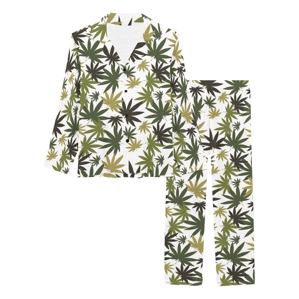 Canabis Marijuana Weed Pattern Print Design 05 Women's Long Pajama Set
