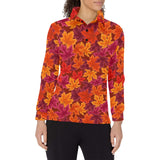 Autumn maple leaf pattern Women's Long Sleeve Polo Shirt