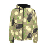 Eggplant Pattern Print Design 02 Men's Padded Hooded Jacket