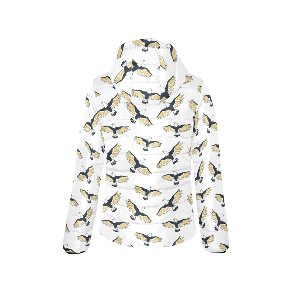Eagle Pattern Print Design 03 Women's Padded Hooded Jacket