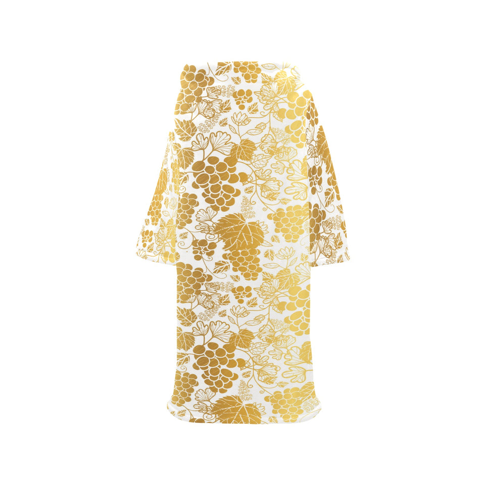 Gold grape pattern Blanket Robe with Sleeves