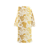 Gold grape pattern Blanket Robe with Sleeves