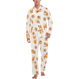 Brown pomeranian pattern Men's Long Pajama Set