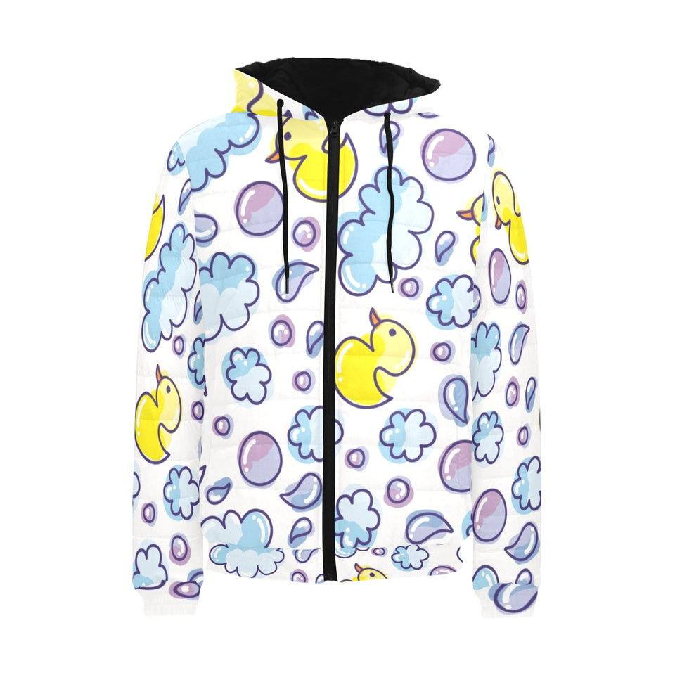 Duck Pattern Print Design 01 Men's Padded Hooded Jacket
