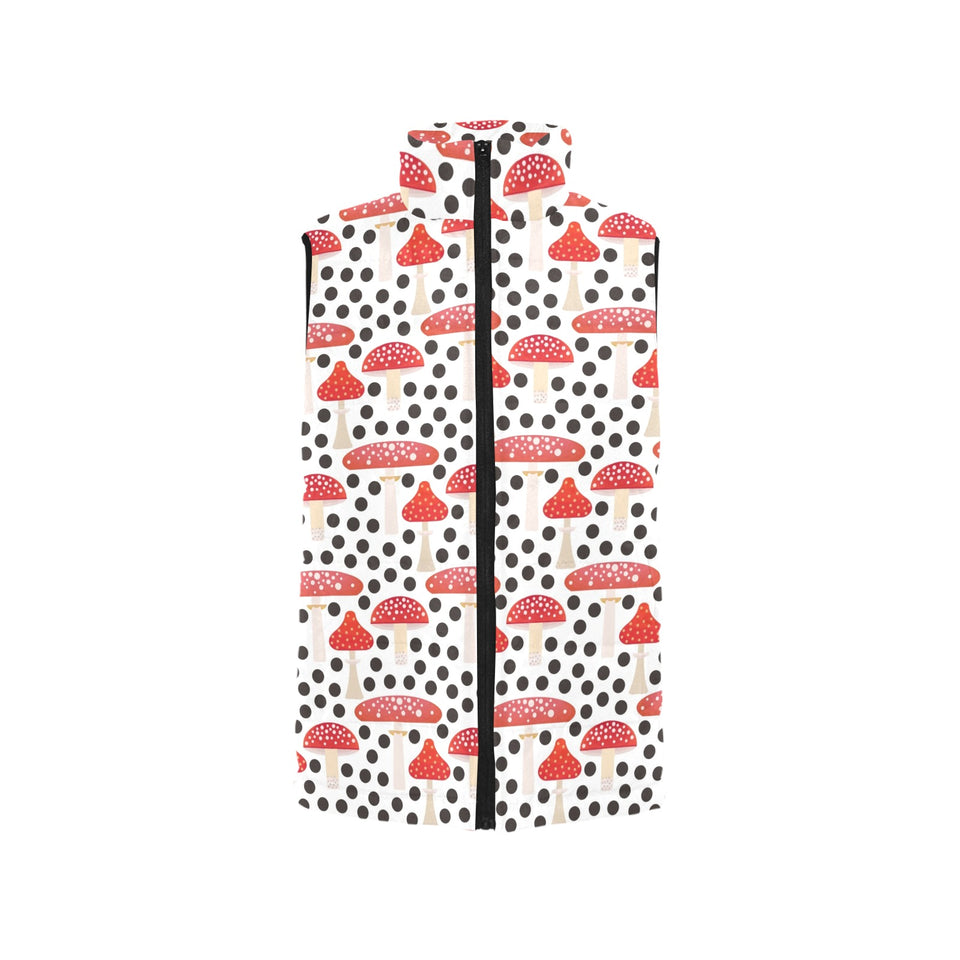 Red mushroom dot pattern Men's Padded Vest