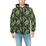 Green Peas Pattern Print Design 02 Men's Padded Hooded Jacket