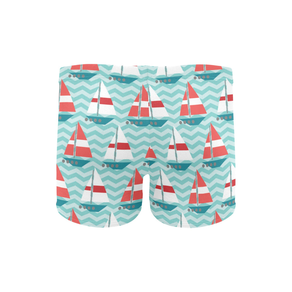 Red White sailboat wave background Men's Swimming Trunks