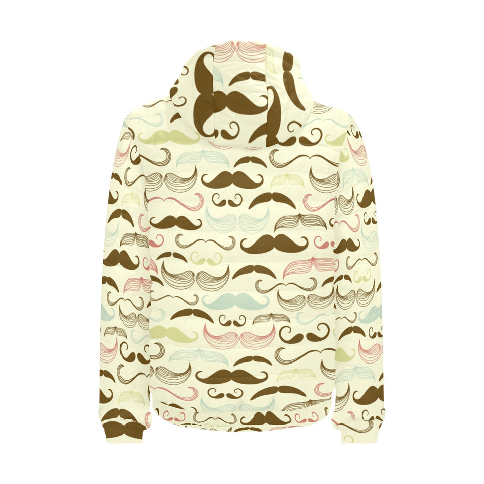 Mustache Beard Pattern Print Design 01 Men's Padded Hooded Jacket