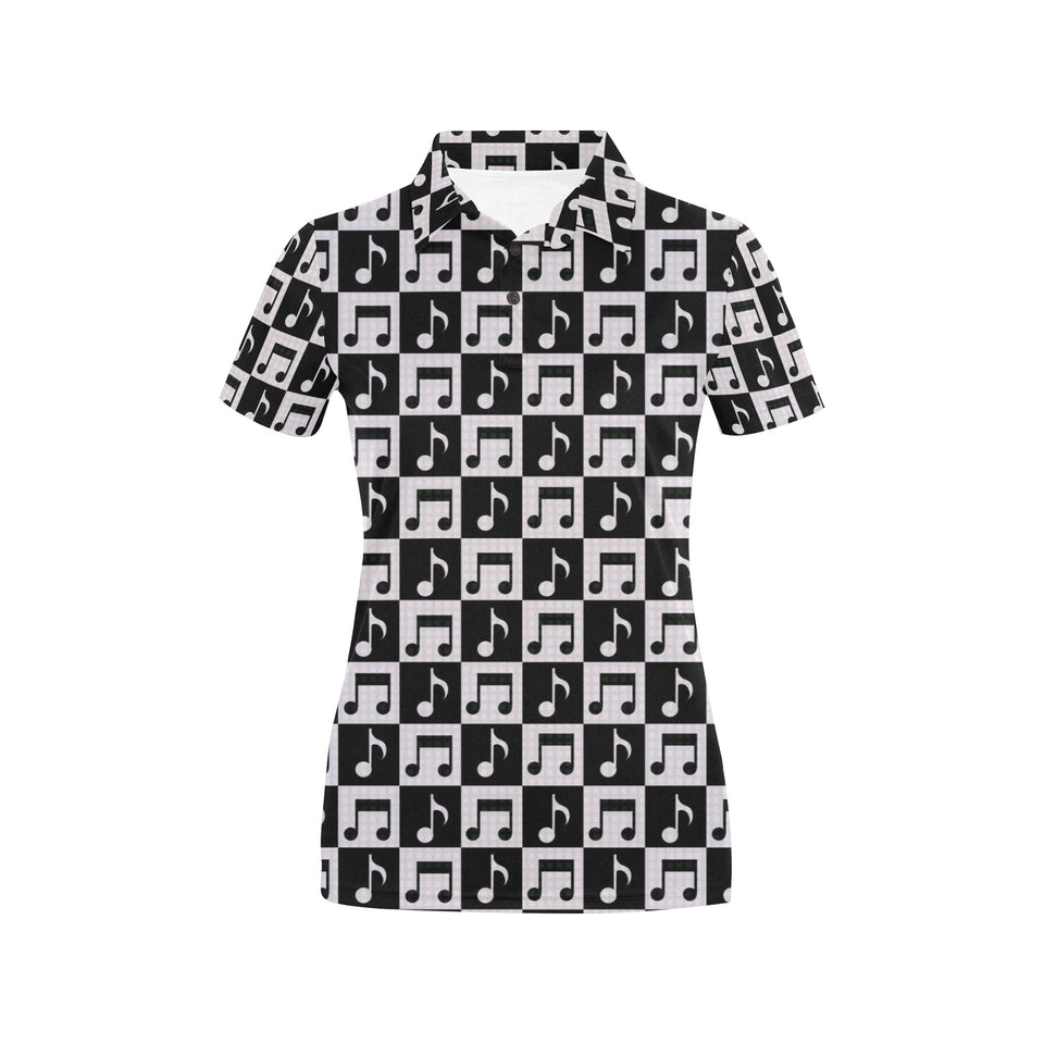 Music Notes Pattern Print Design 01 Women's All Over Print Polo Shirt