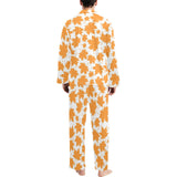 Orange Maple Leaf pattern Men's Long Pajama Set