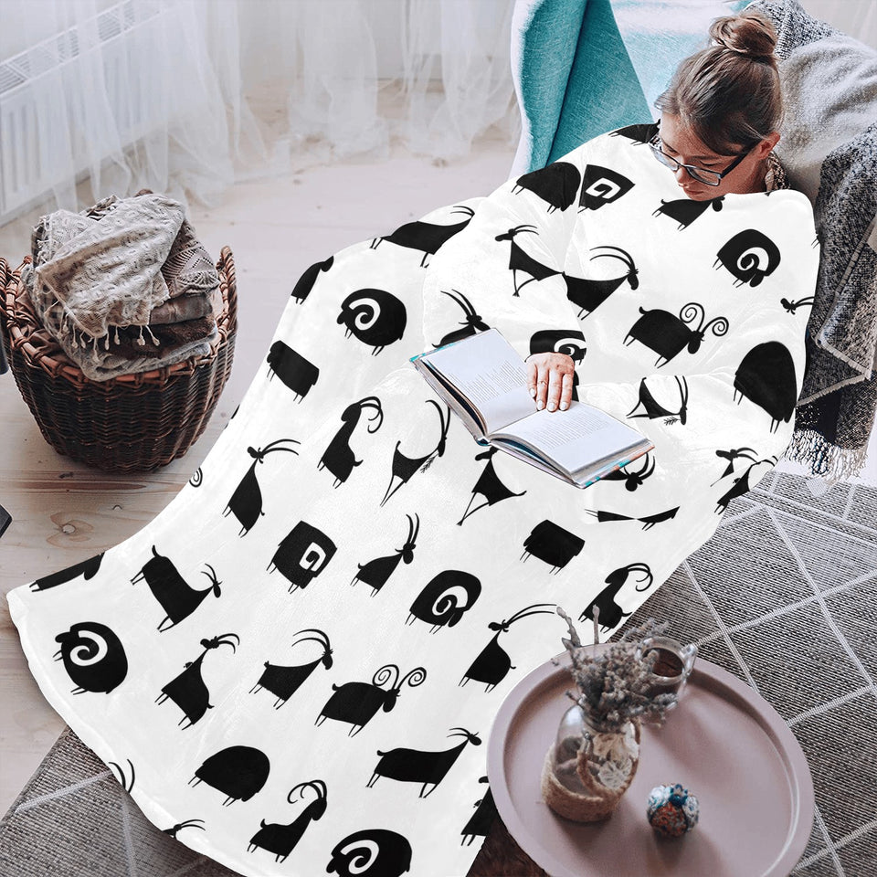 Goat ram pattern Blanket Robe with Sleeves