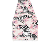 Zebra pink flower background Table Runner