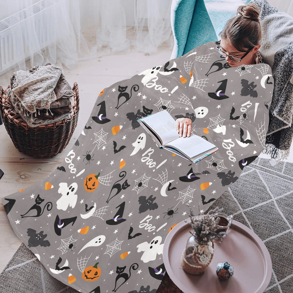 Halloween design pattern Blanket Robe with Sleeves
