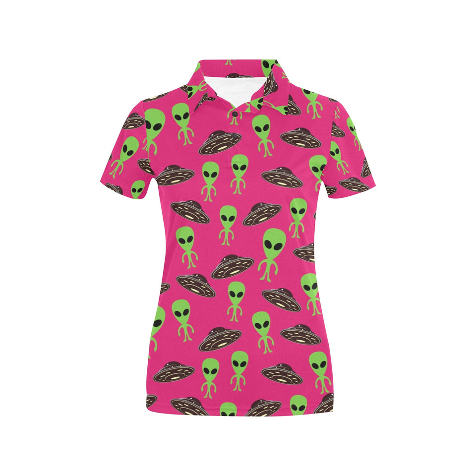 Alien Pattern Print Design 03 Women's All Over Print Polo Shirt