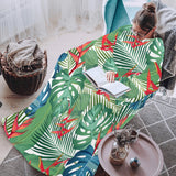 heliconia palm and monstera leaves pattern Blanket Robe with Sleeves