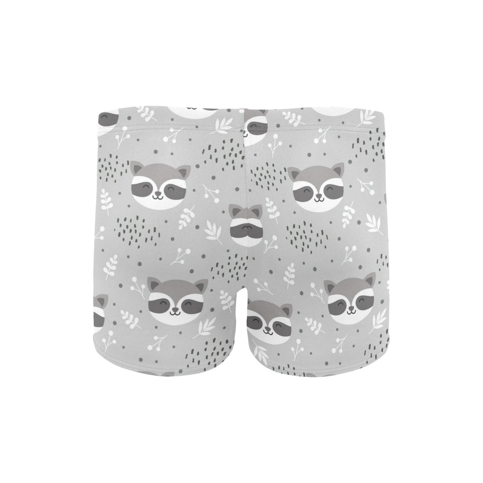 Cute raccoons leaves dot Men's Swimming Trunks