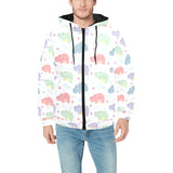 Hippopotamus Pattern Print Design 03 Men's Padded Hooded Jacket