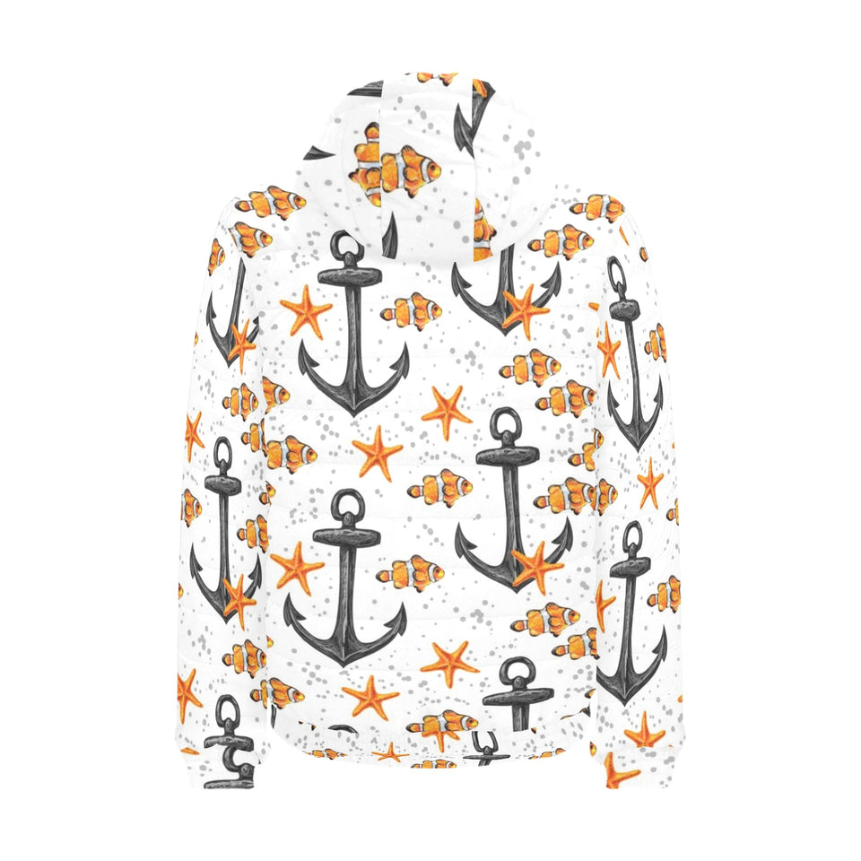 Clown Fish Pattern Print Design 02 Men's Padded Hooded Jacket