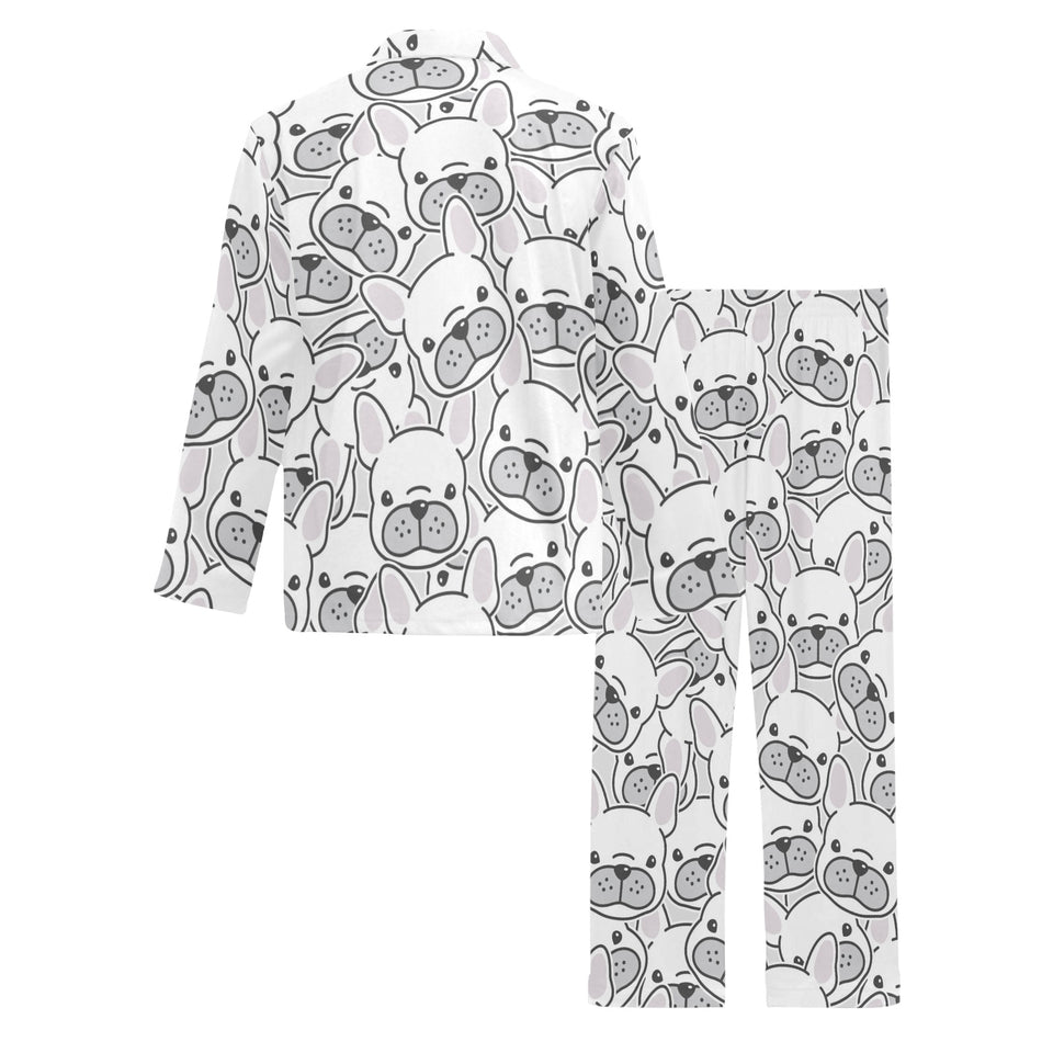 Cute french bulldog head pattern Men's Long Pajama Set
