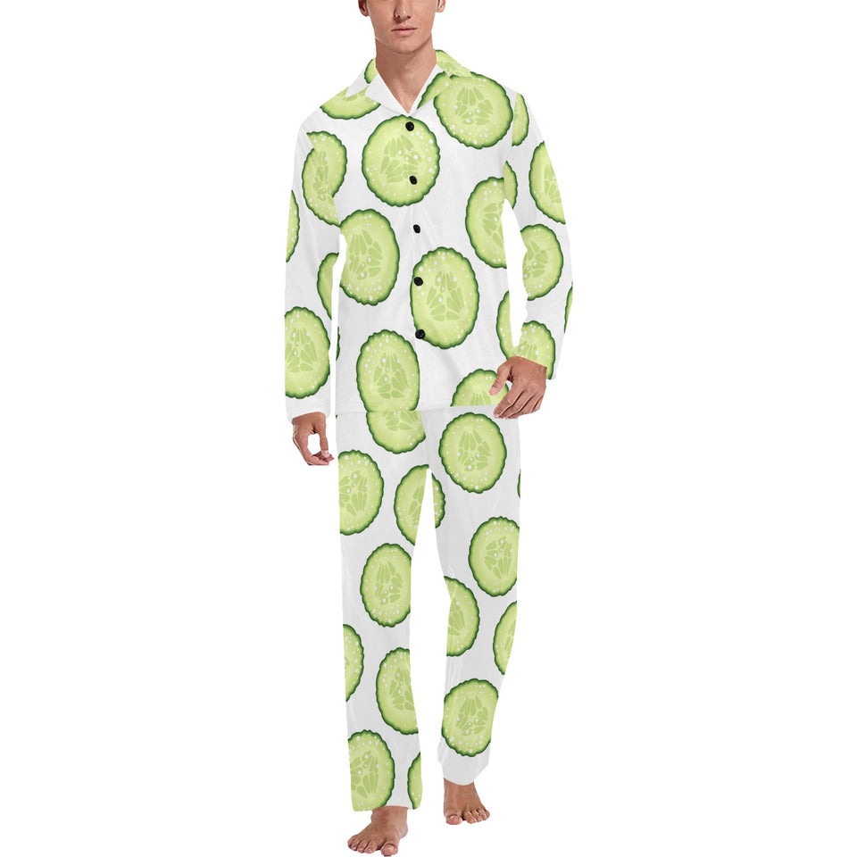 Cucumber slices pattern Men's Long Pajama Set