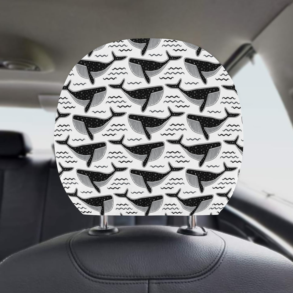 Black whale pattern Car Headrest Cover