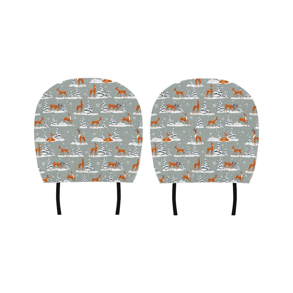 Beautiful deers Winter Christmas Car Headrest Cover