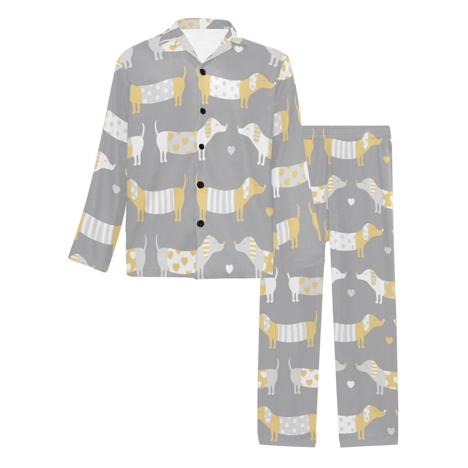 Cute dachshund dog pattern Men's Long Pajama Set