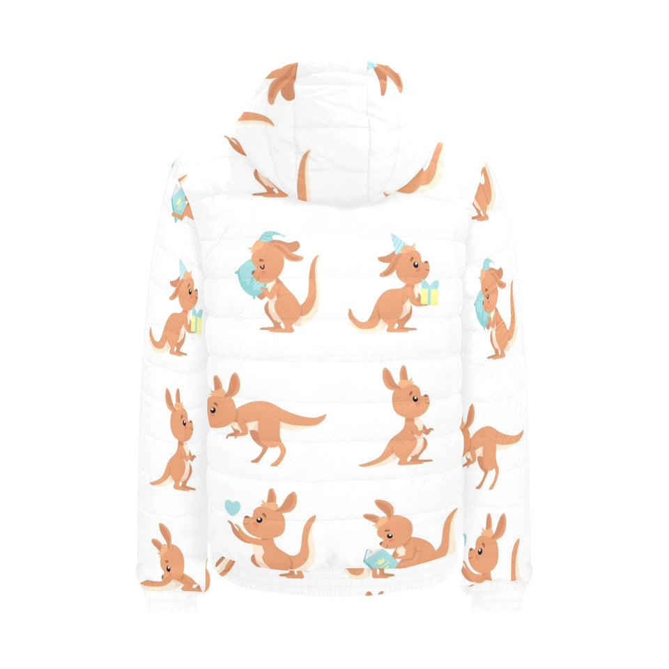 Cute Kangaroo pattern Men's Padded Hooded Jacket