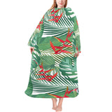 heliconia palm and monstera leaves pattern Blanket Robe with Sleeves