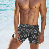 Garlic pattern black background Men's Swimming Trunks