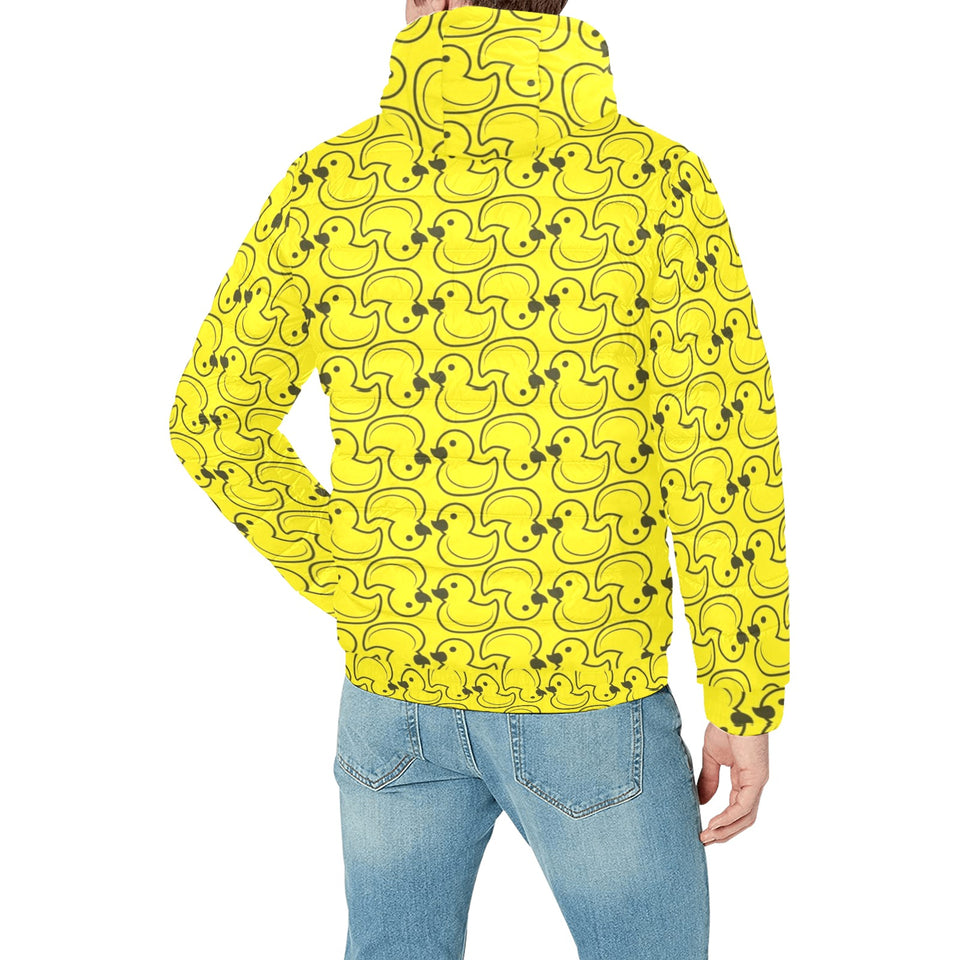 Duck Pattern Print Design 02 Men's Padded Hooded Jacket