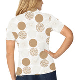 Gold Texture mushroom pattern Women's All Over Print Polo Shirt