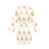 cute onions smiling faces Women's Long Sleeve Belted Night Robe