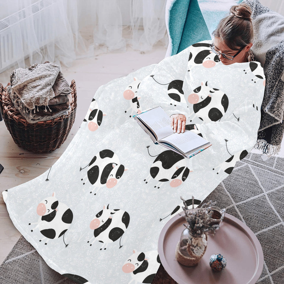 Cute cows pattern Blanket Robe with Sleeves