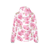 pink purple orchid pattern background Women's Padded Hooded Jacket