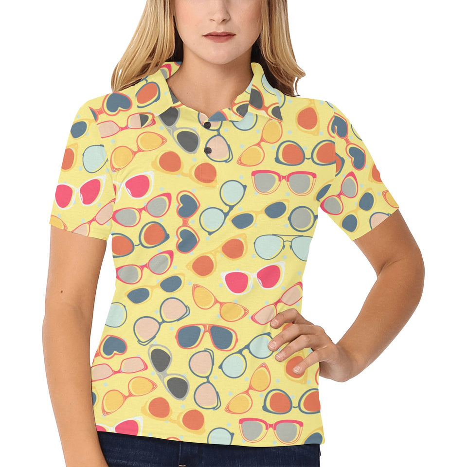Sun Glasses Pattern Print Design 05 Women's All Over Print Polo Shirt