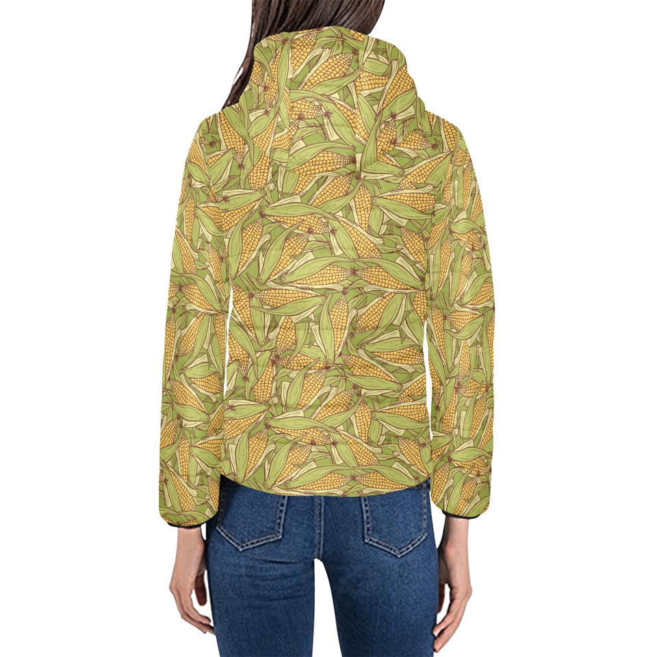 Corn Pattern Print Design 01 Women's Padded Hooded Jacket