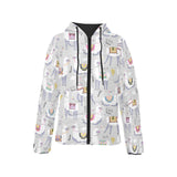 Cute Llama Alpaca pattern Women's Padded Hooded Jacket