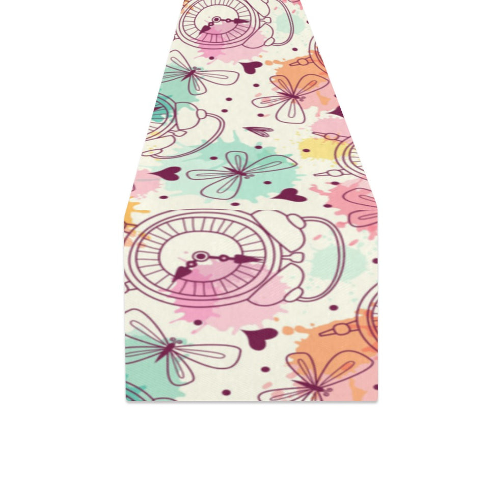 Clock butterfly pattern Table Runner