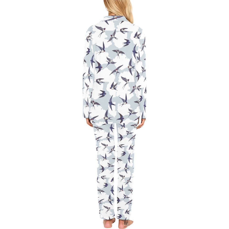 Swallow Pattern Print Design 05 Women's Long Pajama Set