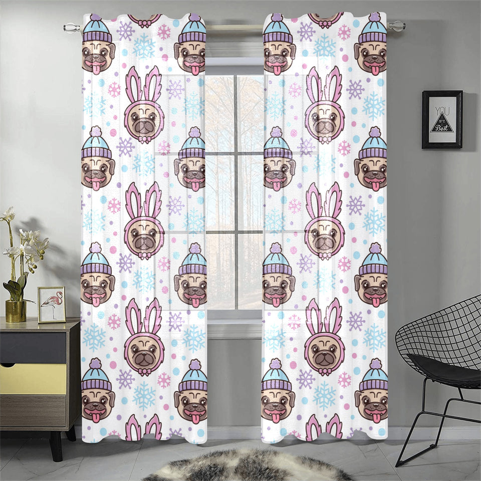 Cute pug hat rabbit costume pattern Gauze Curtain
