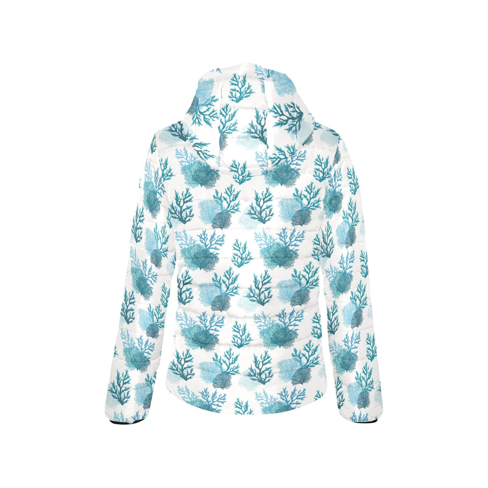 Coral Reef Pattern Print Design 04 Women's Padded Hooded Jacket