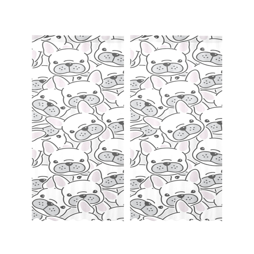 Cute french bulldog head pattern Gauze Curtain