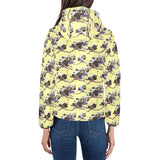 Ostrich Pattern Print Design 04 Women's Padded Hooded Jacket