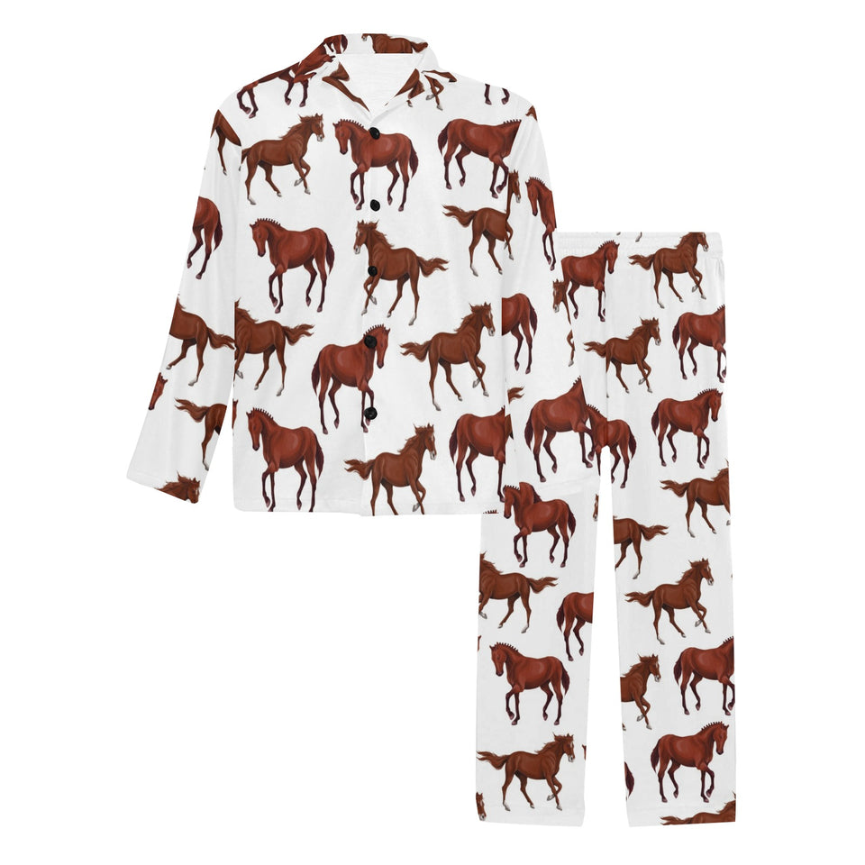 Horses running pattern background Men's Long Pajama Set