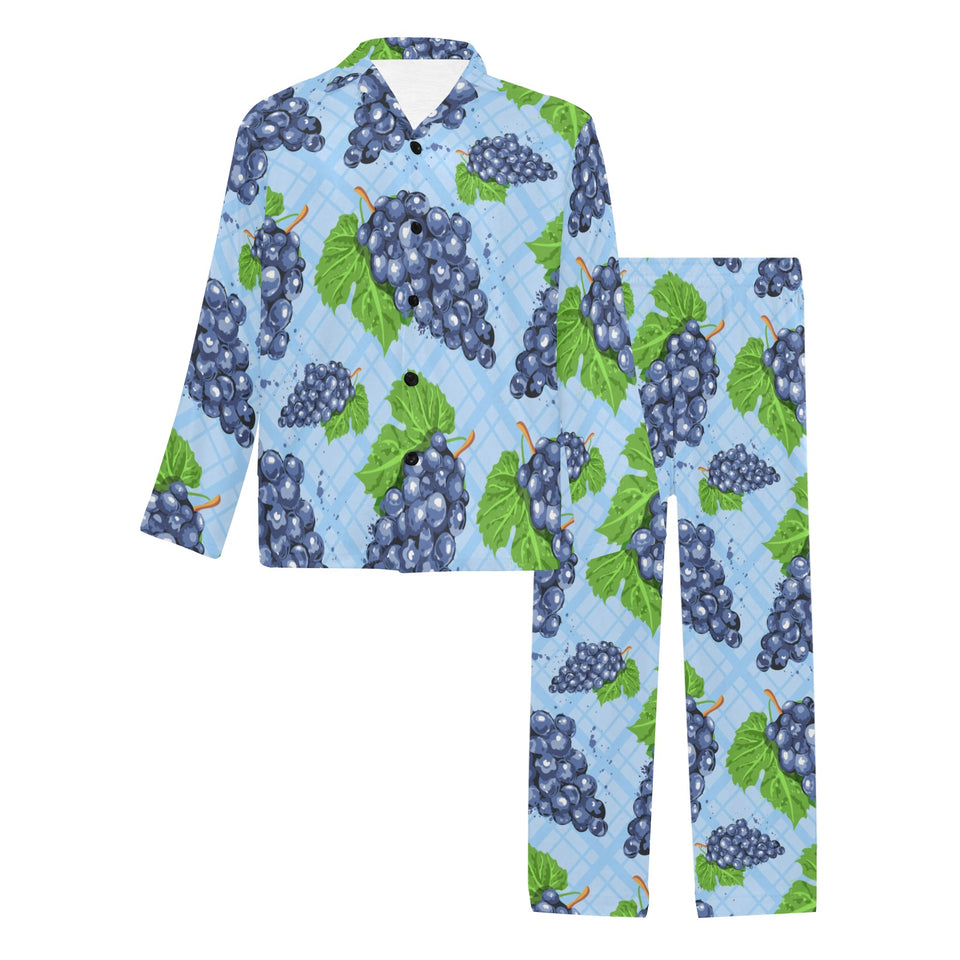 Watercolor grape pattern Men's Long Pajama Set