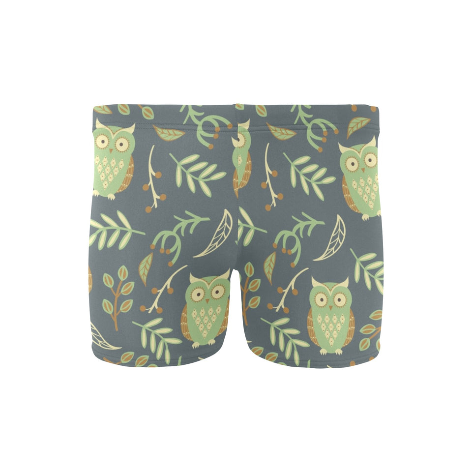 Cute owls leaves pattern Men's Swimming Trunks