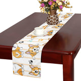 Cute dog corgi striped background pattern Table Runner