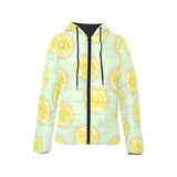 slice of lemon pattern Women's Padded Hooded Jacket